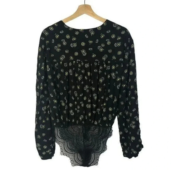 Free People Intimately Forties Feel Black Floral Bodysuit XS - Picture 3 of 5
